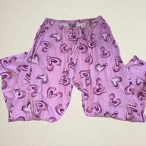 Pink heart pajama pants, cotton, coquette cutecore
